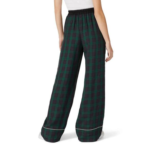 Tommy Hilfiger Pants Preppy Tartan Plaid Check Wide Leg Trousers Navy & Green XL - Picture 3 of 12